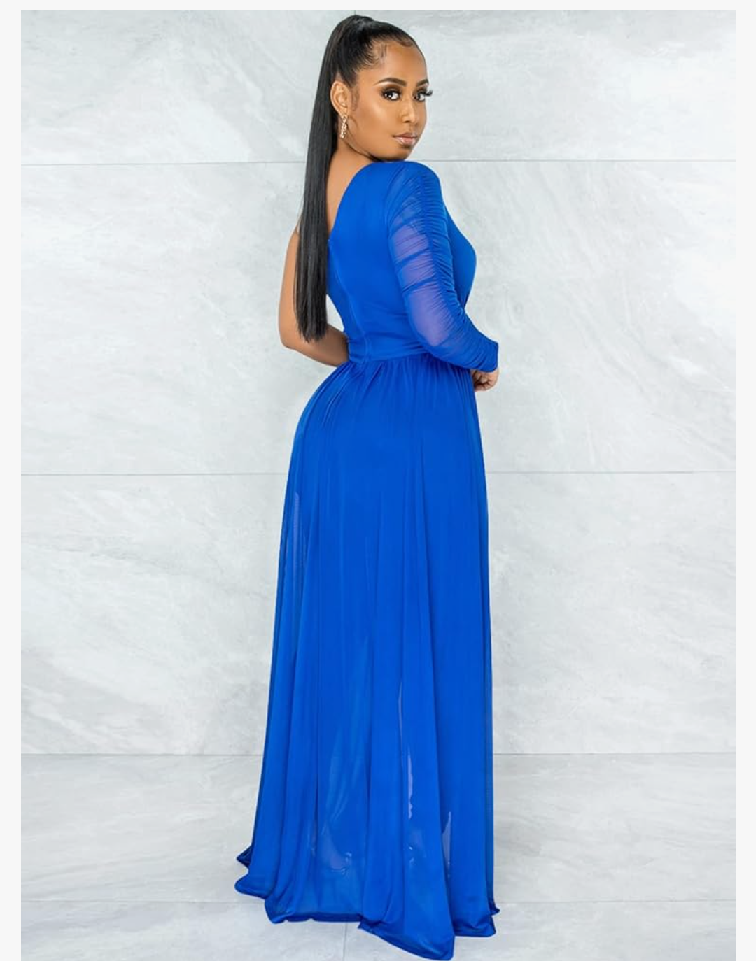 One Sleeve Bodycon Jumpsuit w/ Train