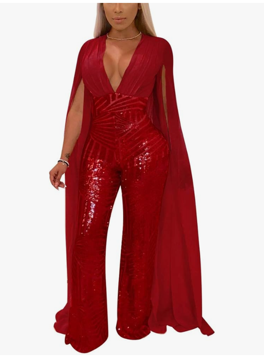 Long Sleeve Sequin Jumpsuit