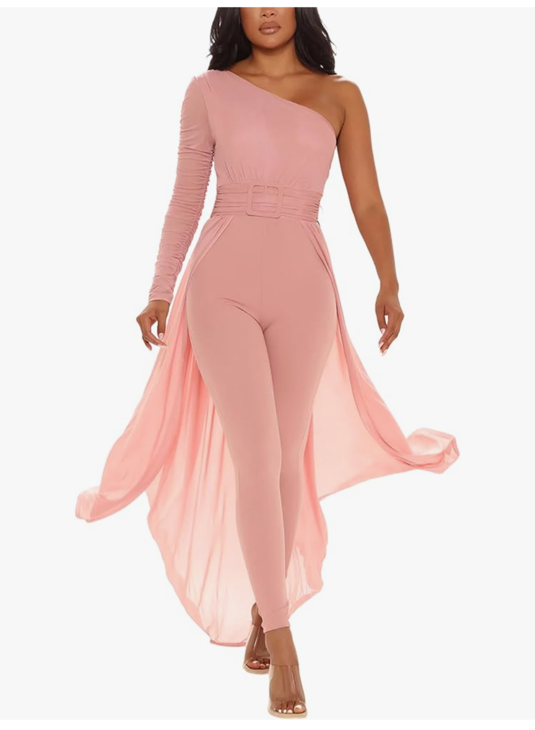 One Sleeve Bodycon Jumpsuit w/ Train