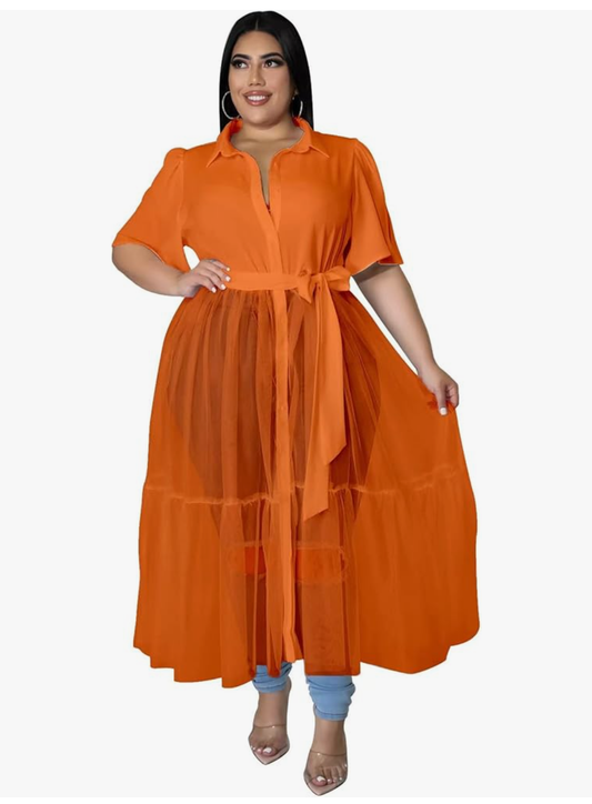 Women's Long Mesh Bottom Blouse